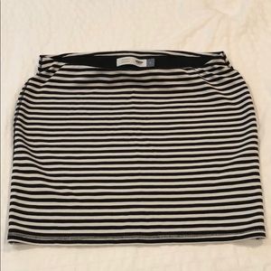 Black and Ivory Stripe Under Belly Maternity Skirt